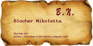 Blocher Nikoletta névjegykártya